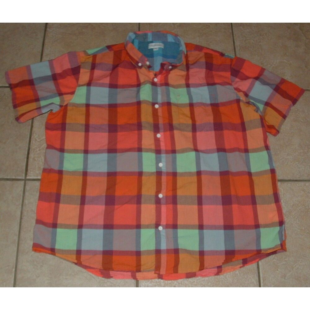 FREE ASSEMBLY Mens Sz XXXL Colorful Plaid Short Sleeve Button Up Cotton Shirt - Picture 2 of 4